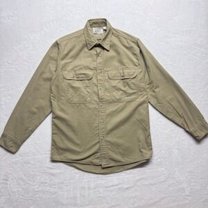 Vintage Private Property Mens Tan Long Sleeve Button Up Workwear Size Medium
